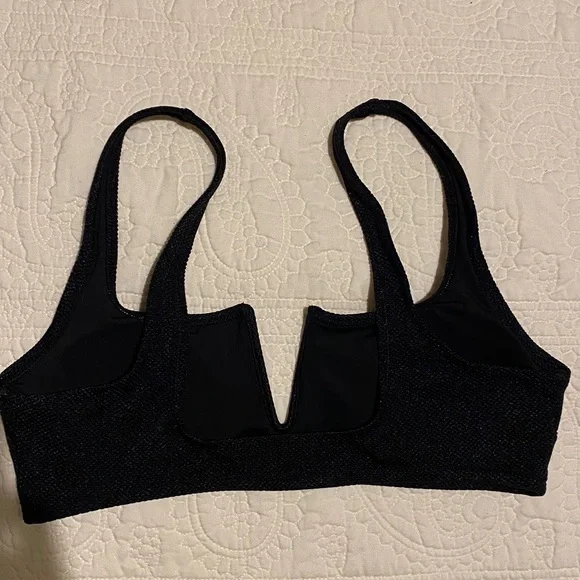aerie Black V-Notch bikini top Bralette Top - Women  size Large - Picture 4 of 6